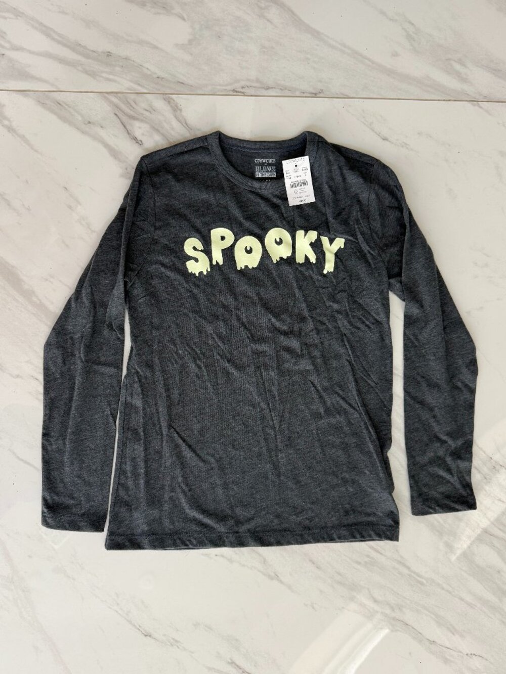 NWT Crewcuts Glow in the Dark Spooky Long Sleeve Shirt Size L Youth